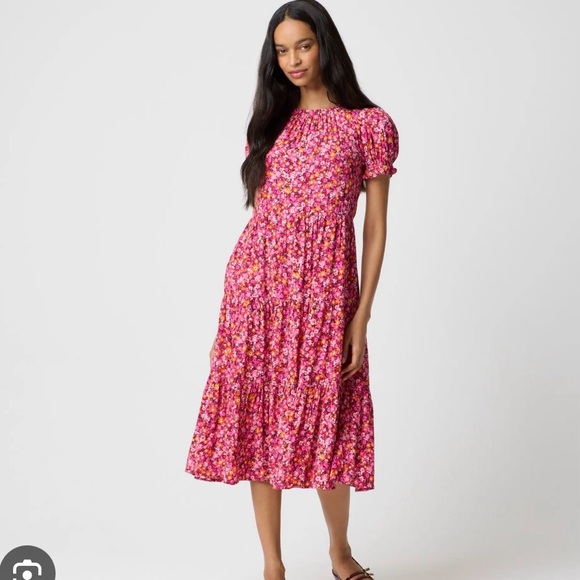 J. Crew Dresses & Skirts - NWT J Crew puff sleeve tiered floral midi dress